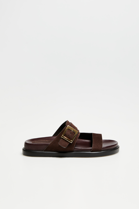 Braune Leder-Sandalen mit Schnalle