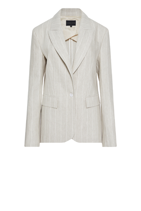 Beiger Blazer aus Baumwoll-Leinen-Mix mit Tennisstreifen - Patrizia Aryton