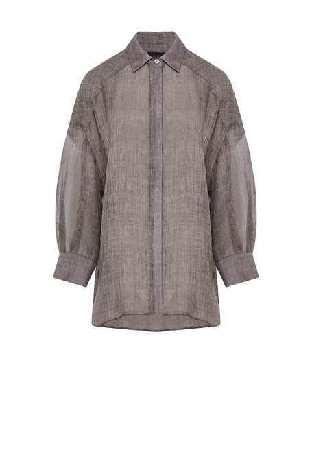 Lockere braune Bluse aus Ramie