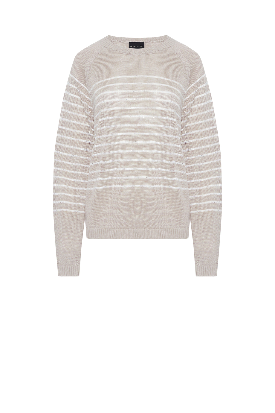Beiger Leinenpullover mit weißen Streifen - Patrizia Aryton Beiger Leinenpullover mit weißen Streifen - Patrizia Aryton