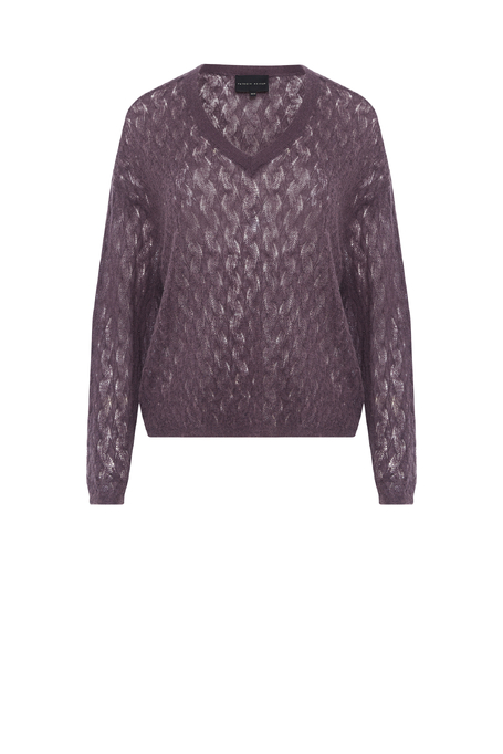 Locker geschnittener Pullover mit Alpakawolle in Aubergine - Patrizia Aryton