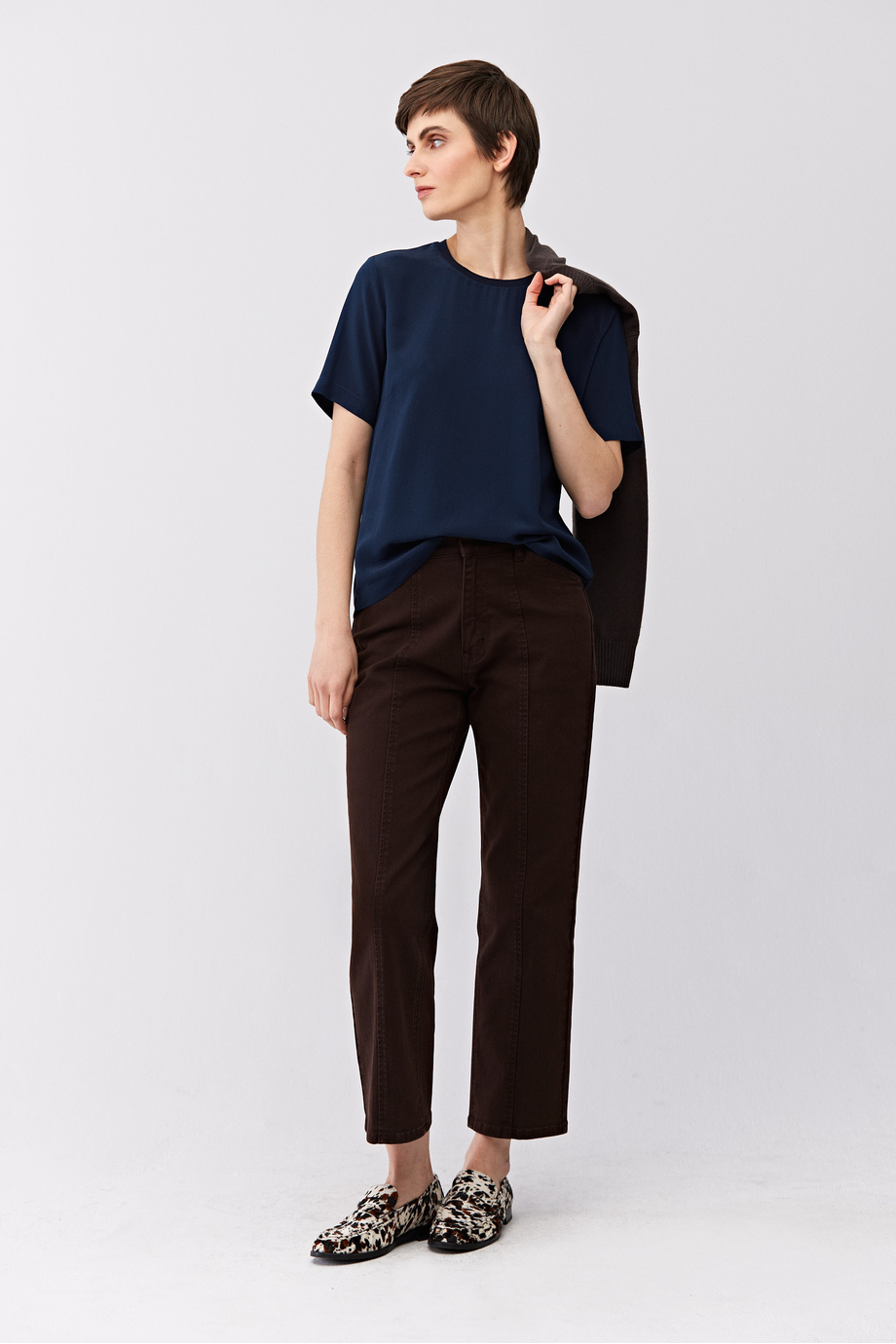 Marineblaue Brigitte-Bluse mit Seide - Patrizia Aryton Marineblaue Brigitte-Bluse mit Seide - Patrizia Aryton