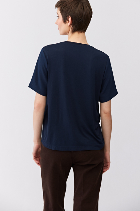 Marineblaue Brigitte-Bluse mit Seide - Patrizia Aryton Marineblaue Brigitte-Bluse mit Seide - Patrizia Aryton