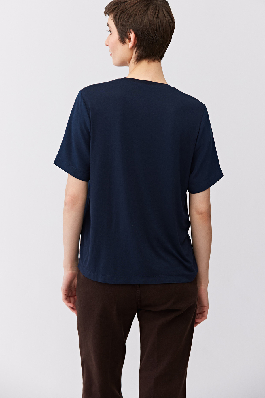 Marineblaue Brigitte-Bluse mit Seide - Patrizia Aryton Marineblaue Brigitte-Bluse mit Seide - Patrizia Aryton