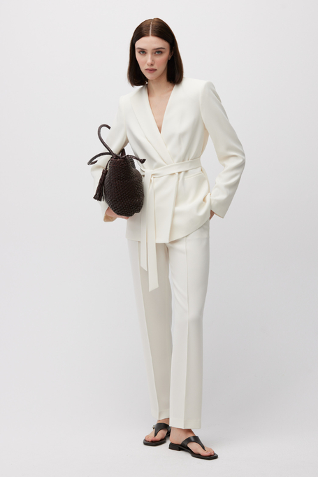 Beiger Sakko mit Gürtel zum Anzug - Patrizia Aryton