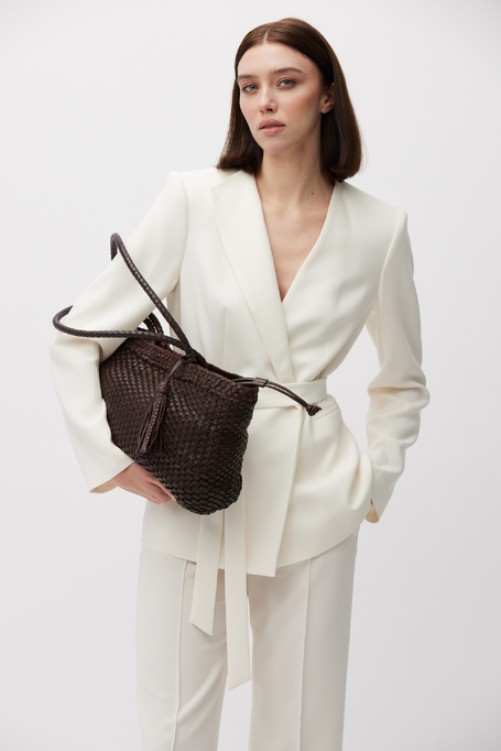 Beiger Sakko mit Gürtel zum Anzug - Patrizia Aryton