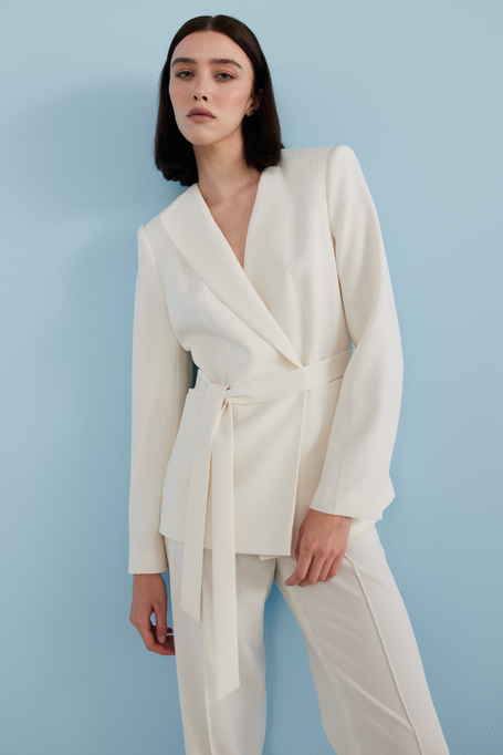 Beiger Sakko mit Gürtel zum Anzug - Patrizia Aryton