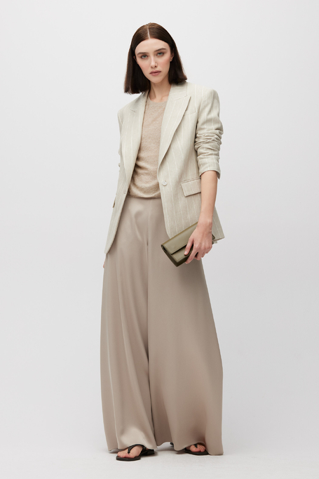 Beiger Blazer aus Baumwoll-Leinen-Mix mit Tennisstreifen - Patrizia Aryton