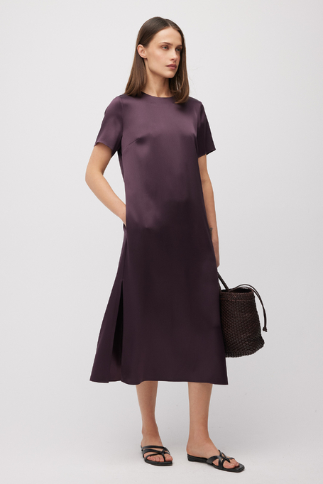 Midi-Kleid aus Seide in Aubergine - Patrizia Aryton