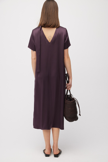 Midi-Kleid aus Seide in Aubergine - Patrizia Aryton