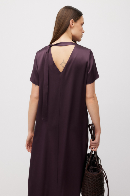 Midi-Kleid aus Seide in Aubergine - Patrizia Aryton