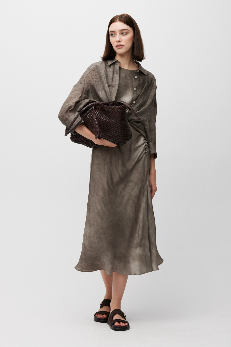 Midi-Seidenkleid mit Schlitz - Patrizia Aryton Midi-Seidenkleid mit Schlitz - Patrizia Aryton