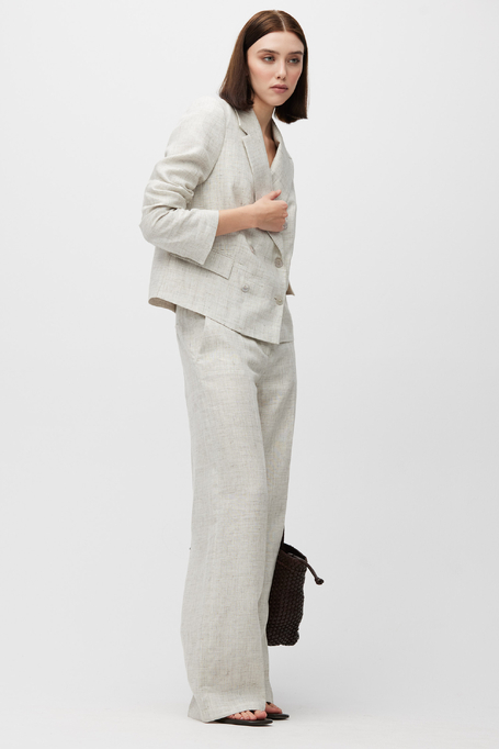 Beige weite Anzughose