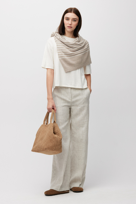 Beige weite Anzughose