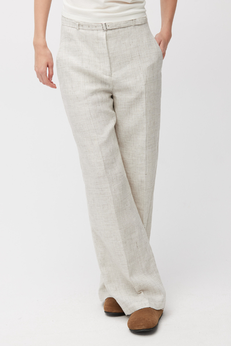 Beige weite Anzughose