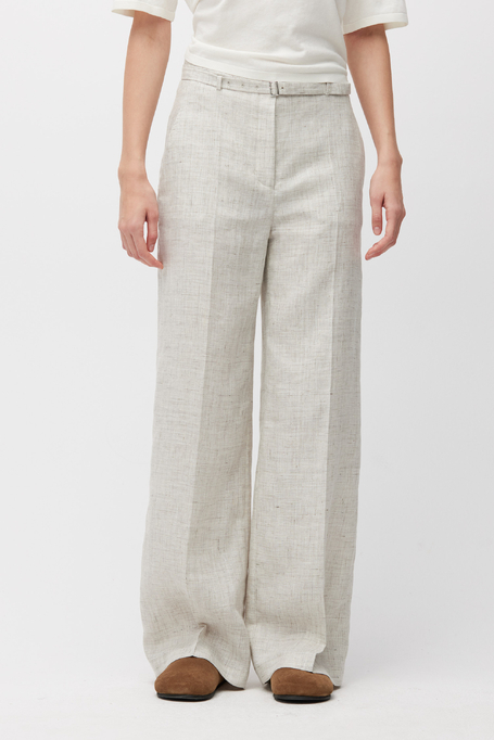 Beige weite Anzughose