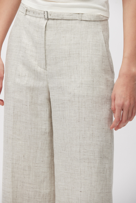 Beige weite Anzughose