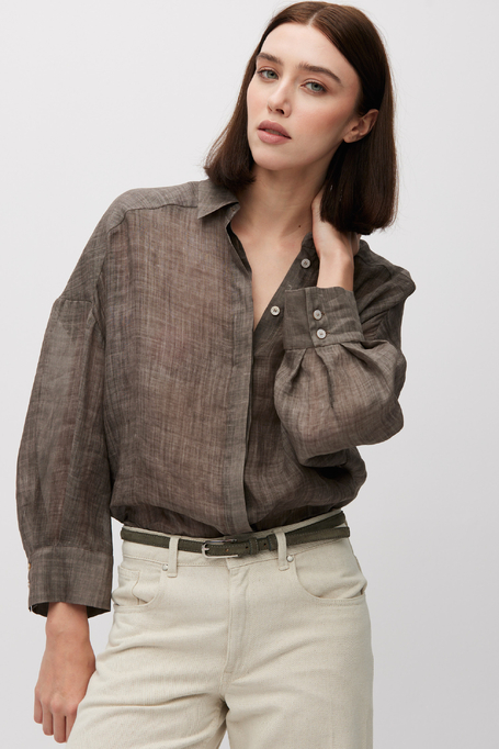 Lockere braune Bluse aus Ramie