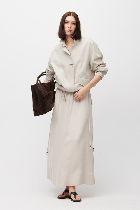 Beiger Maxirock aus Leinen-Lyocell-Mischung
