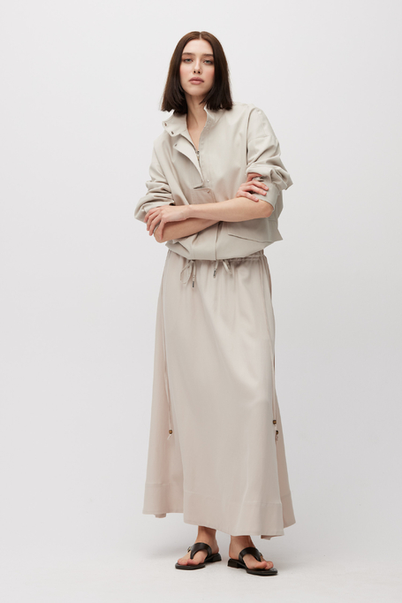 Beiger Maxirock aus Leinen-Lyocell-Mischung