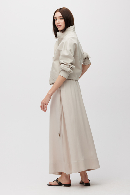 Beiger Maxirock aus Leinen-Lyocell-Mischung