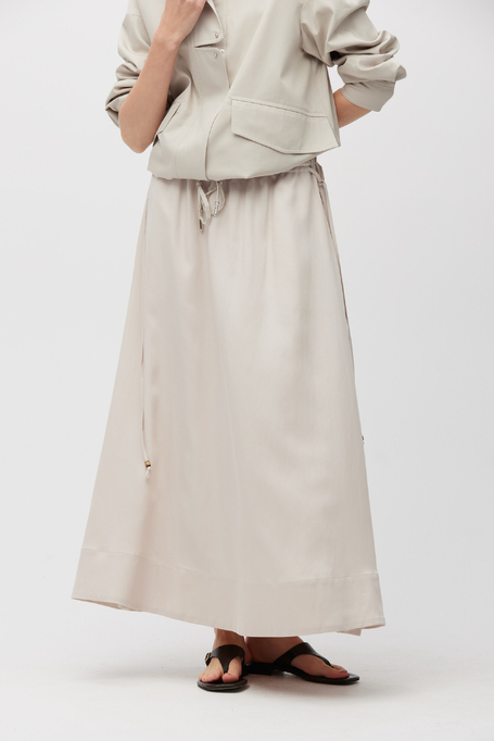Beiger Maxirock aus Leinen-Lyocell-Mischung