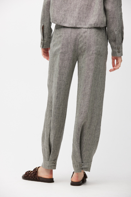Graue Leinenhose mit weitem Bein