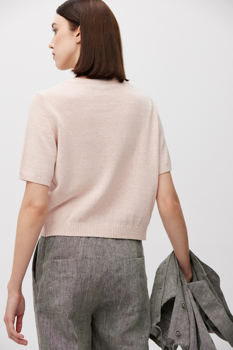 Puderrosa Pullover aus Baumwolle und Leinen