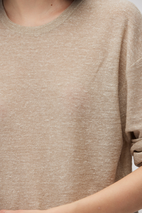 Leichte beigefarbene Bluse aus Wolle und Leinen