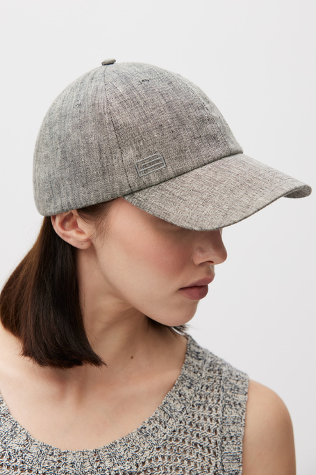 Graue Leinenkappe mit Schirm