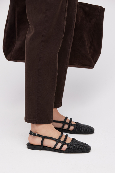Schwarze Slingback-Schuhe aus geflochtenem Leder - Patrizia Aryton