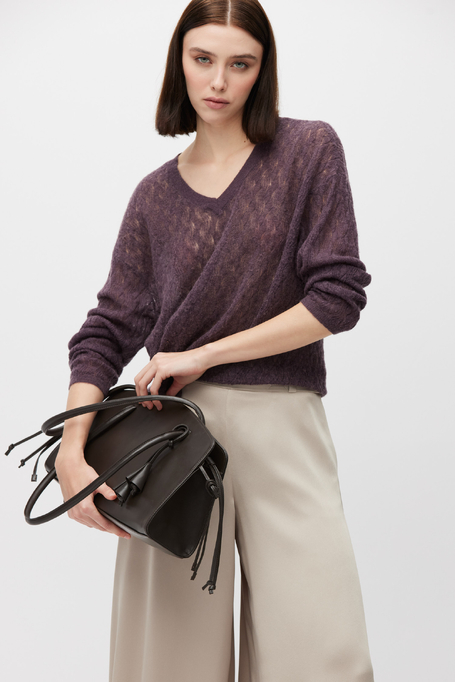 Locker geschnittener Pullover mit Alpakawolle in Aubergine - Patrizia Aryton
