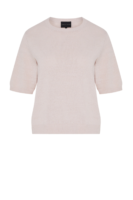 Puderrosa Pullover aus Baumwolle und Leinen