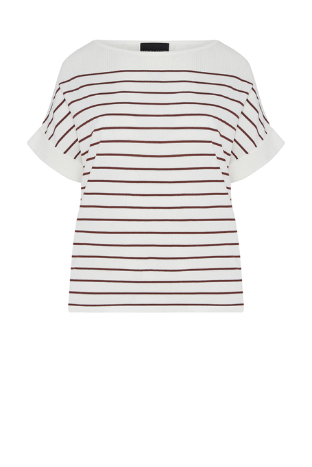 Weiße Bluse mit braunen Streifen