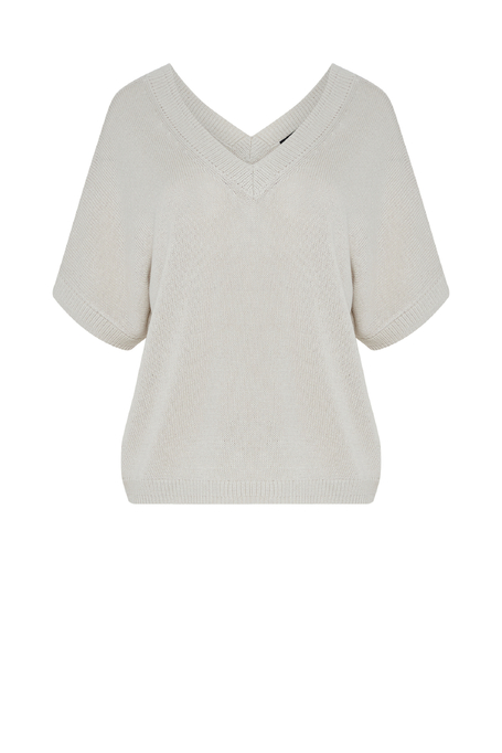 Pullover mit V-Ausschnitt aus Leinen und Lyocell