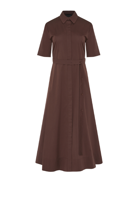 Braune Midi-Kleid mit Gürtel