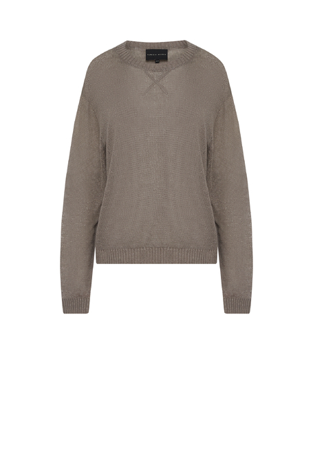 Lockerer Leinenpullover in gedämpftem Braun