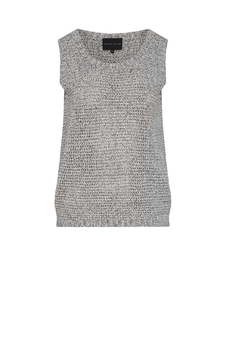 Graues Top mit lockerer Struktur aus Leinen und Baumwolle