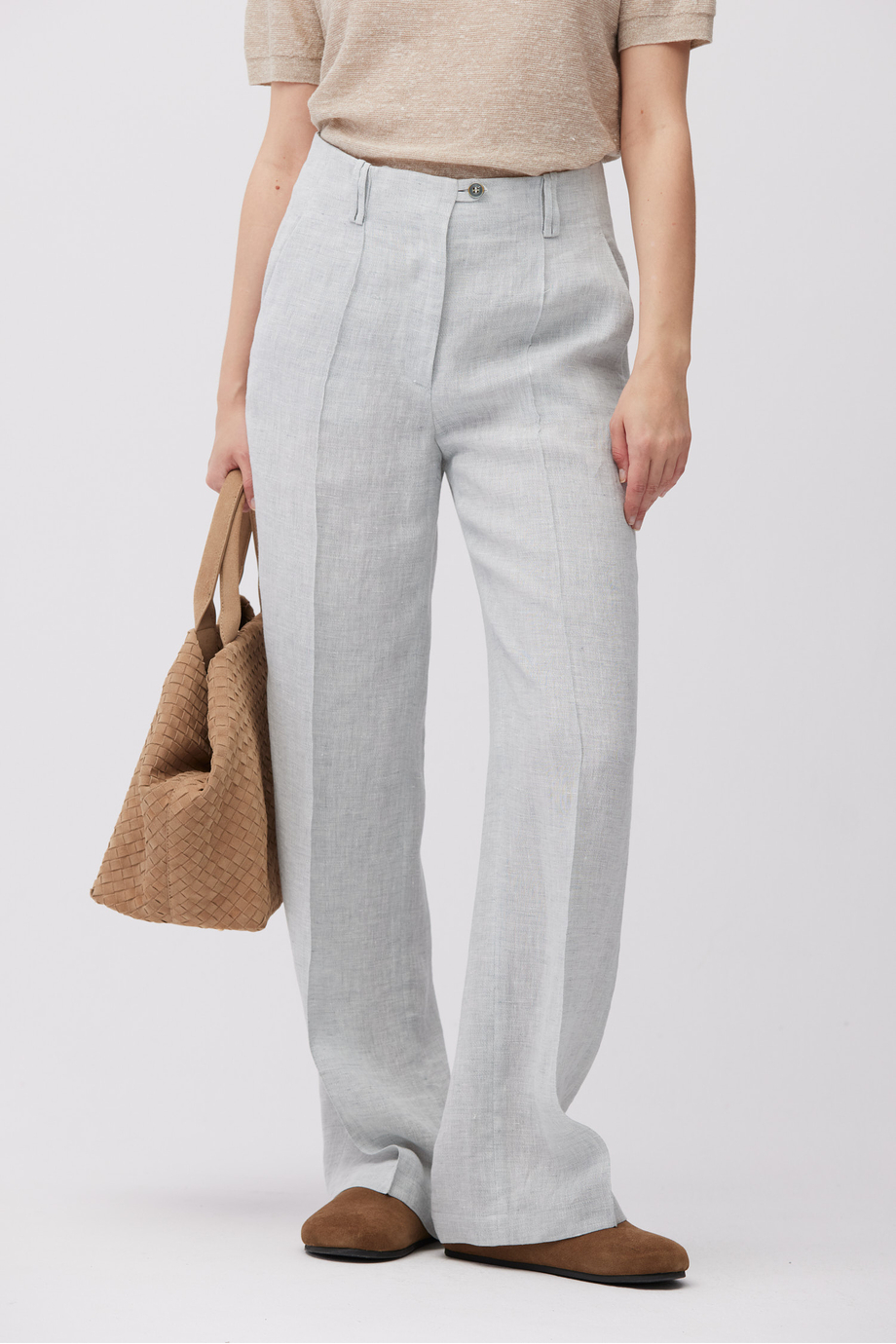 Hellblaue weite Leinenhose - Patrizia Aryton Hellblaue weite Leinenhose - Patrizia Aryton