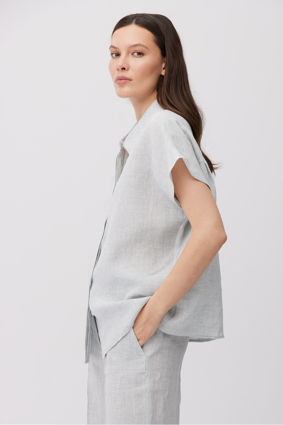 Hellblaue Leinenbluse - Patrizia Aryton Hellblaue Leinenbluse - Patrizia Aryton