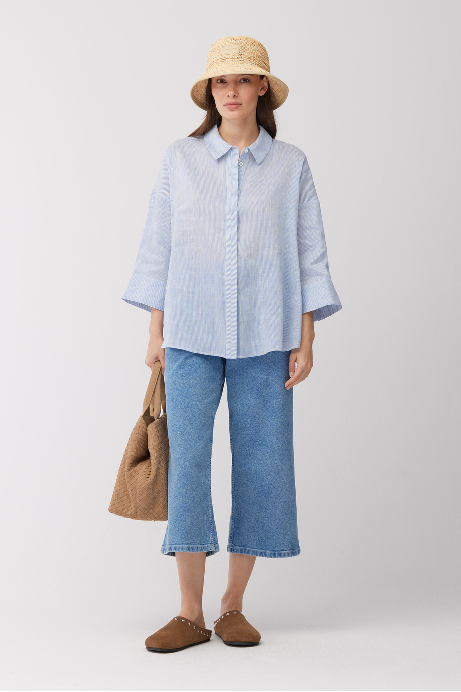 Gestreifte Bluse aus Leinen und Seide - Patrizia Aryton Gestreifte Bluse aus Leinen und Seide - Patrizia Aryton