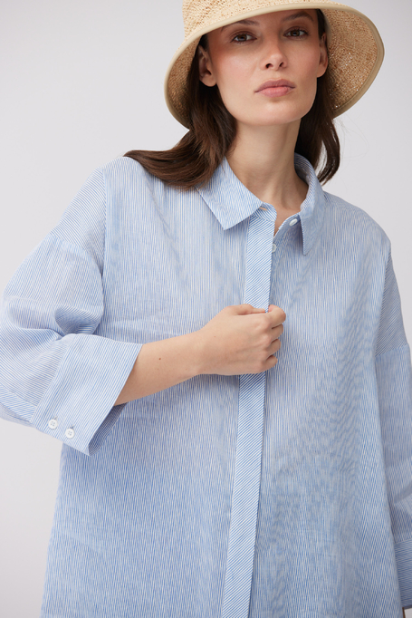 Gestreifte Bluse aus Leinen und Seide - Patrizia Aryton Gestreifte Bluse aus Leinen und Seide - Patrizia Aryton