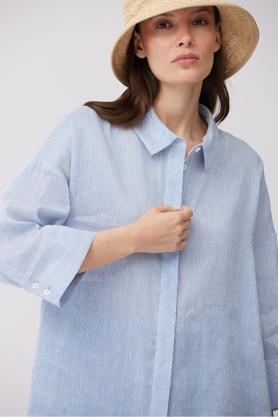 Gestreifte Bluse aus Leinen und Seide - Patrizia Aryton Gestreifte Bluse aus Leinen und Seide - Patrizia Aryton