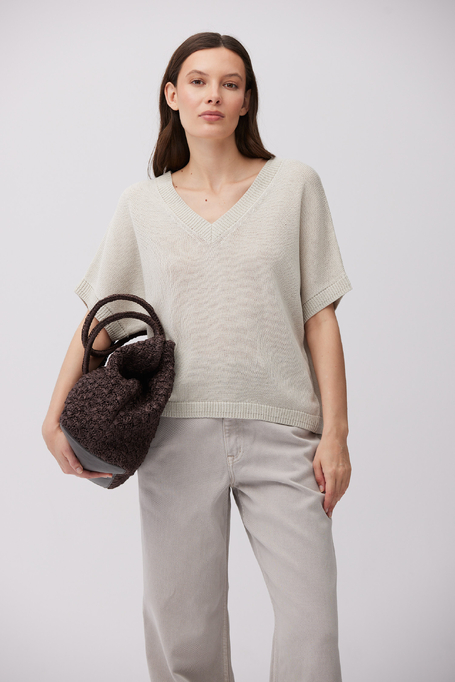 Pullover mit V-Ausschnitt aus Leinen und Lyocell