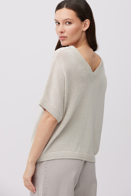 Pullover mit V-Ausschnitt aus Leinen und Lyocell