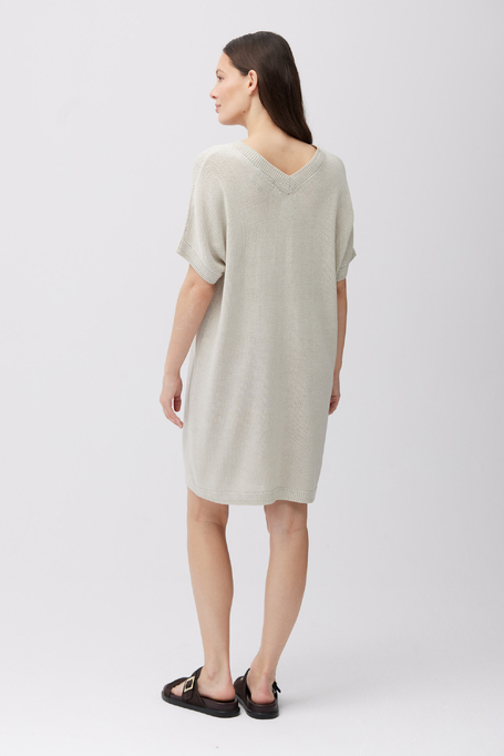 Lockeres beiges Kleid aus Leinen-Lyocell-Mischung