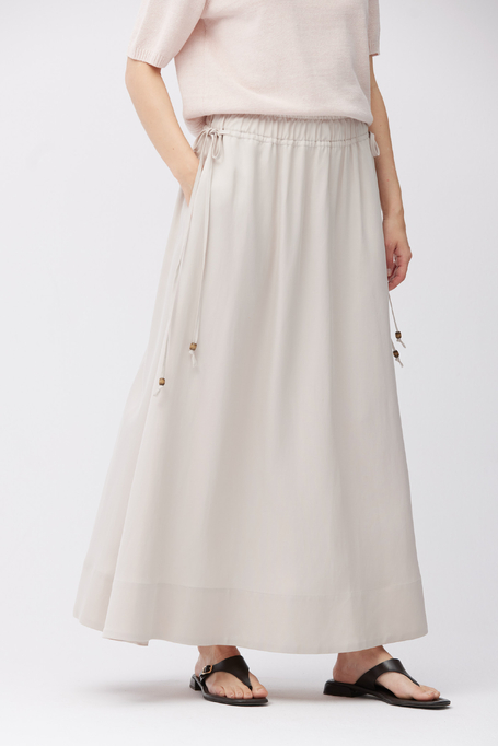 Beiger Maxirock aus Leinen-Lyocell-Mischung