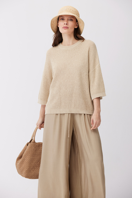 Lockerer Pullover aus Baumwolle und Leinen
