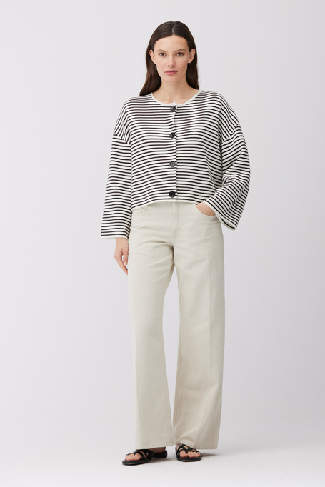 Gestreifte Strickjacke aus Merinowolle