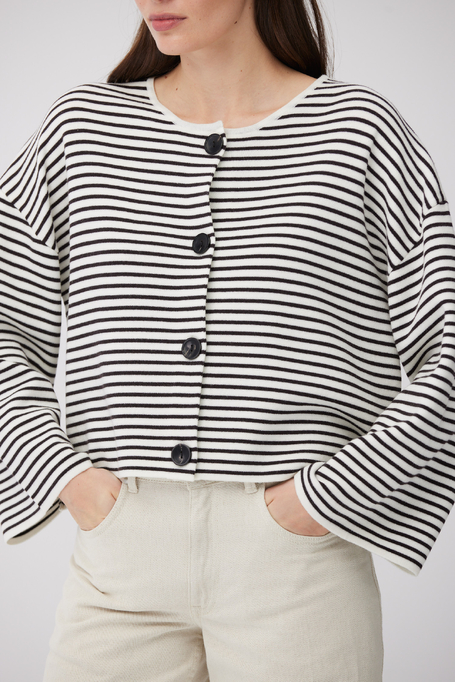 Gestreifte Strickjacke aus Merinowolle